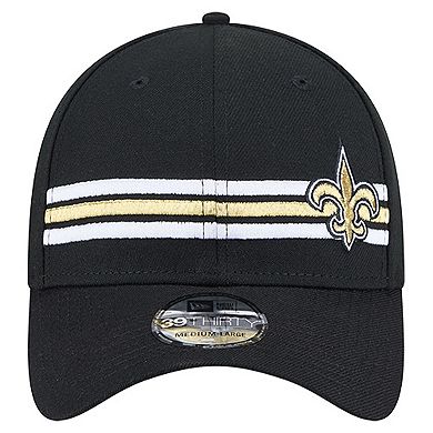 Men's New Era Black New Orleans Saints Stripes 39THIRTY Flex Hat