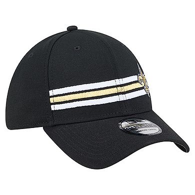 Men's New Era Black New Orleans Saints Stripes 39THIRTY Flex Hat