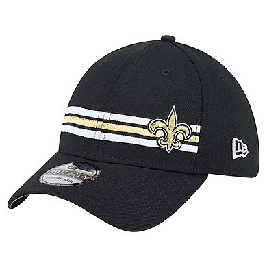Men's New Era Black New Orleans Saints Stripes 39THIRTY Flex Hat