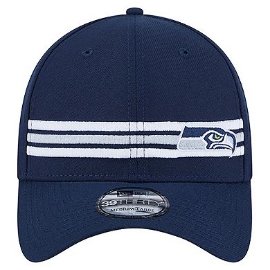 Men's New Era College Navy Seattle Seahawks Stripes 39THIRTY Flex Hat