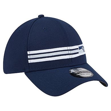 Men's New Era College Navy Seattle Seahawks Stripes 39THIRTY Flex Hat