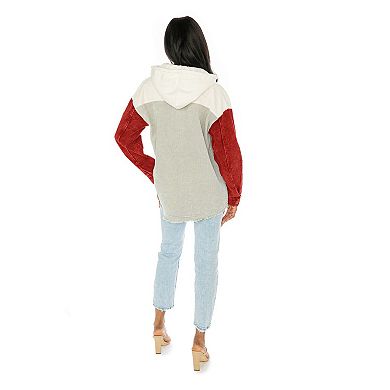 Women's Gameday Couture Red Ole Miss Rebels Vintage Wash Corduroy Full-Snap Hooded Shacket