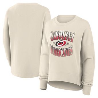 Women's Fanatics Cream Carolina Hurricanes Oversized Slice Pullover Sweatshirt