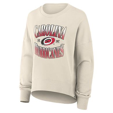Women's Fanatics Cream Carolina Hurricanes Oversized Slice Pullover Sweatshirt