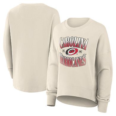 Women's Fanatics Cream Carolina Hurricanes Oversized Slice Pullover Sweatshirt