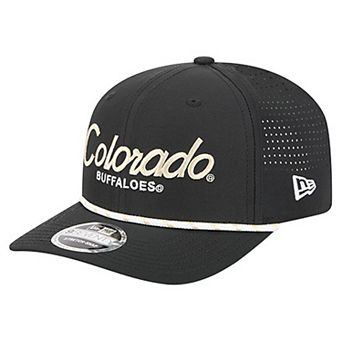 Men's New Era Black Colorado Buffaloes Script Performance Rope 9SEVENTY Adjustable Hat
