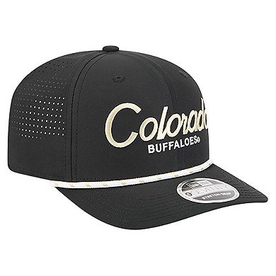 Men's New Era Black Colorado Buffaloes Script Performance Rope 9SEVENTY Adjustable Hat