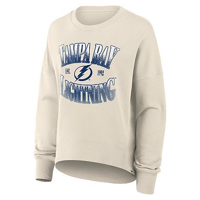 Women's Fanatics Cream Tampa Bay Lightning Oversized Slice Pullover Sweatshirt