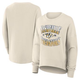 Women's Fanatics Cream Nashville Predators Oversized Slice Pullover Sweatshirt