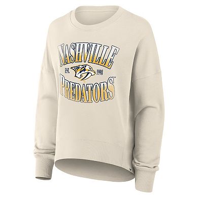 Women's Fanatics Cream Nashville Predators Oversized Slice Pullover Sweatshirt