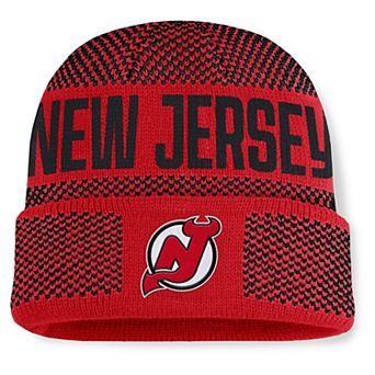 Men's Fanatics Red/Black New Jersey Devils Fundamentals Shelter Cuffed Knit Hat