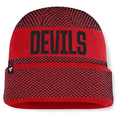 Men's Fanatics Red/Black New Jersey Devils Fundamentals Shelter Cuffed Knit Hat