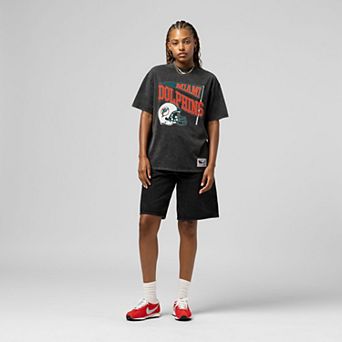 Women's Mitchell & Ness Black Miami Dolphins Team Dynamic Boyfriend Mineral Wash T-Shirt
