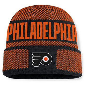 Men's Fanatics Black/Orange Philadelphia Flyers Fundamentals Shelter Cuffed Knit Hat