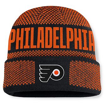 Men's Fanatics Black/Orange Philadelphia Flyers Fundamentals Shelter Cuffed Knit Hat