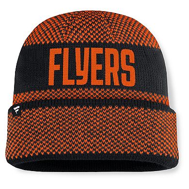 Men's Fanatics Black/Orange Philadelphia Flyers Fundamentals Shelter Cuffed Knit Hat