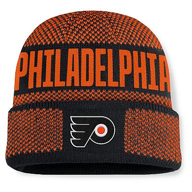 Men's Fanatics Black/Orange Philadelphia Flyers Fundamentals Shelter Cuffed Knit Hat
