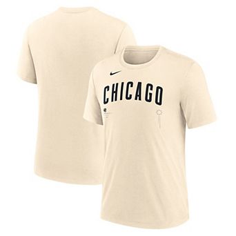 Men's Nike Natural Chicago Cubs Wordmark Tri-Blend T-Shirt
