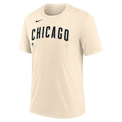Men's Nike Natural Chicago Cubs Wordmark Tri-Blend T-Shirt