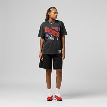 Women's Mitchell & Ness Black Denver Broncos Team Dynamic Boyfriend Mineral Wash T-Shirt
