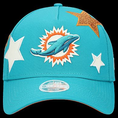 Women's New Era Aqua Miami Dolphins Stardom A-Frame 9FORTY Adjustable Hat