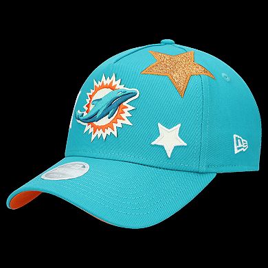 Women's New Era Aqua Miami Dolphins Stardom A-Frame 9FORTY Adjustable Hat