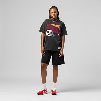 Women's Mitchell & Ness Black Arizona Cardinals Team Dynamic Boyfriend Mineral Wash T-Shirt