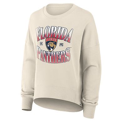 Women's Fanatics Cream Florida Panthers Oversized Slice Pullover Sweatshirt