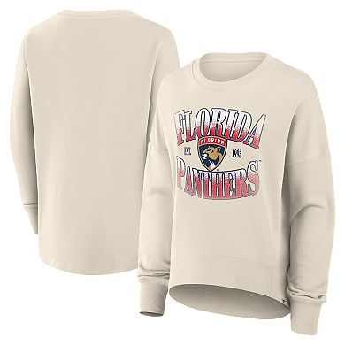 Women's Fanatics Cream Florida Panthers Oversized Slice Pullover Sweatshirt