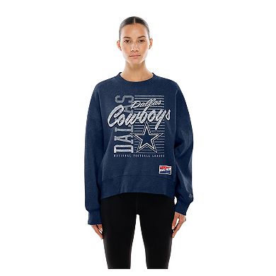 Women's New Era Navy Dallas Cowboys Oversized Throwback Mineral Wash Crew Neck Sweatshirt