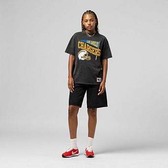 Women's Mitchell & Ness Black Los Angeles Chargers Team Dynamic Boyfriend Mineral Wash T-Shirt