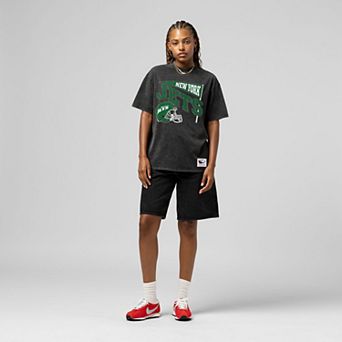 Women's Mitchell & Ness Black New York Jets Team Dynamic Boyfriend Mineral Wash T-Shirt