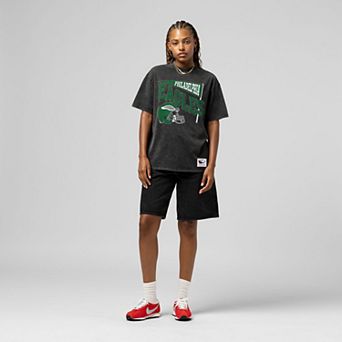 Women's Mitchell & Ness Black Philadelphia Eagles Team Dynamic Boyfriend Mineral Wash T-Shirt