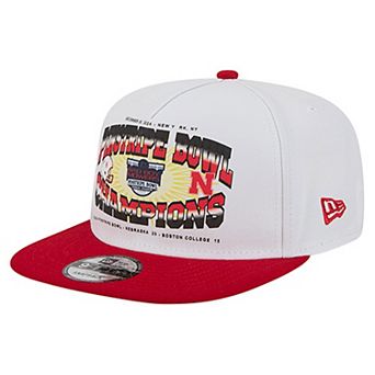 Men's New Era White/Scarlet Nebraska Huskers Retro 2024 Pinstripe Bowl Champions 9FIFTY A-Frame Snapback Hat