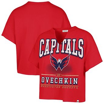 Women's '47 Alexander Ovechkin Red Washington Capitals Elation Name & Number Oversized Notch Neck T-Shirt