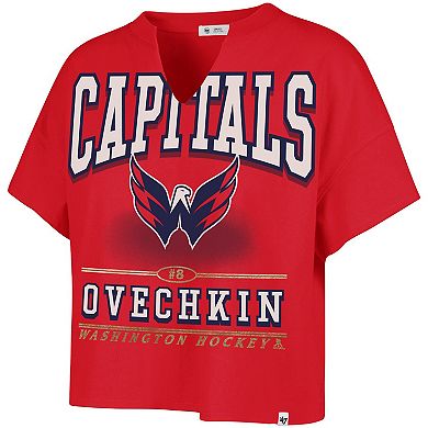 Women's '47 Alexander Ovechkin Red Washington Capitals Elation Name & Number Oversized Notch Neck T-Shirt