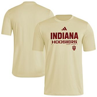 Men's adidas Natural Indiana Hoosiers 2025 Military Appreciation Pre-Game AEROREADY T-Shirt
