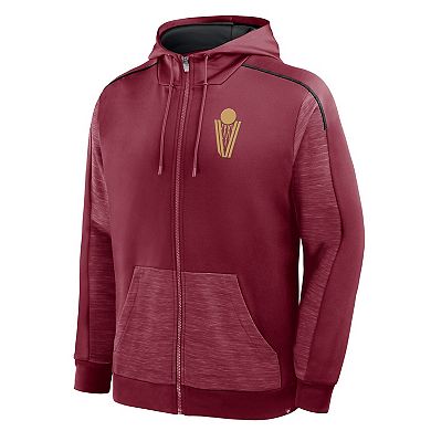 Men's Fanatics Wine Cleveland Cavaliers Back Door Cut Play Defender Full-Zip Hoodie