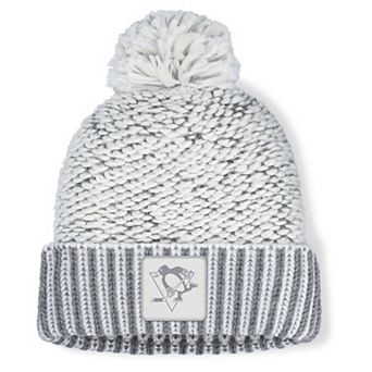 Women's Fanatics White/Gray Pittsburgh Penguins Fundamental Mist Cuffed Knit Hat with Pom