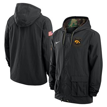 Men's Nike Black Iowa Hawkeyes 2025 NCAA Military Appreciation Full-Snap Jacket