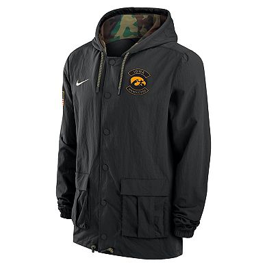 Men's Nike Black Iowa Hawkeyes 2025 NCAA Military Appreciation Full-Snap Jacket