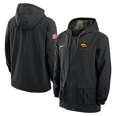 Men's Nike Black Iowa Hawkeyes 2025 NCAA Military Appreciation Full-Snap Jacket