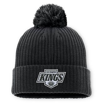 Men's Fanatics Black Los Angeles Kings Primary Logo Cuffed Knit Hat with Pom