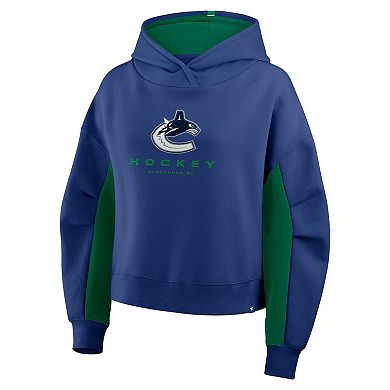 Women's Fanatics Blue Vancouver Canucks Back Check Boxy Hoodie