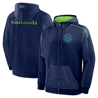 Men's Fanatics Navy Minnesota Timberwolves Back Door Cut Play Defender Full-Zip Hoodie