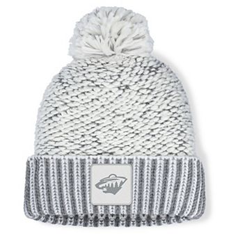 Women's Fanatics White/Gray Minnesota Wild Fundamental Mist Cuffed Knit Hat with Pom
