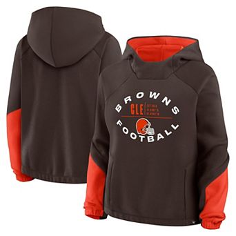 Women's Fanatics Brown Cleveland Browns Oversized��Redzone Bubble Screen Pullover Hoodie