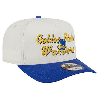Men's New Era Cream/Royal Golden State Warriors Chainstitch 9FIFTY A-Frame Snapback Hat