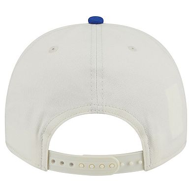 Men's New Era Cream/Royal Golden State Warriors Chainstitch 9FIFTY A-Frame Snapback Hat