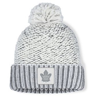 Women's Fanatics White/Gray Toronto Maple Leafs Fundamental Mist Cuffed Knit Hat with Pom